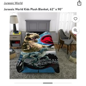 NWT Jurassic World Dino Strong Plush Blanket 62in x 90in